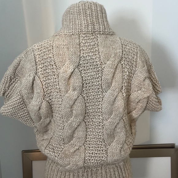 Elsamanda  Beige Zip Up Cable Knit Sweater Vest-Alpaca Wool Blend- Italy-Small - Picture 8 of 11